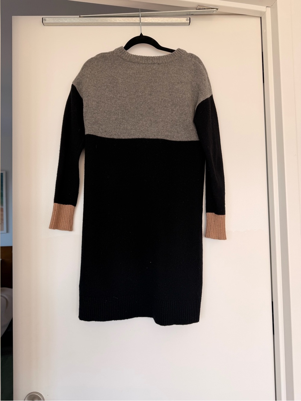 Madewell Colorblock Knit Sweater Dress - Black, Gray & Camel